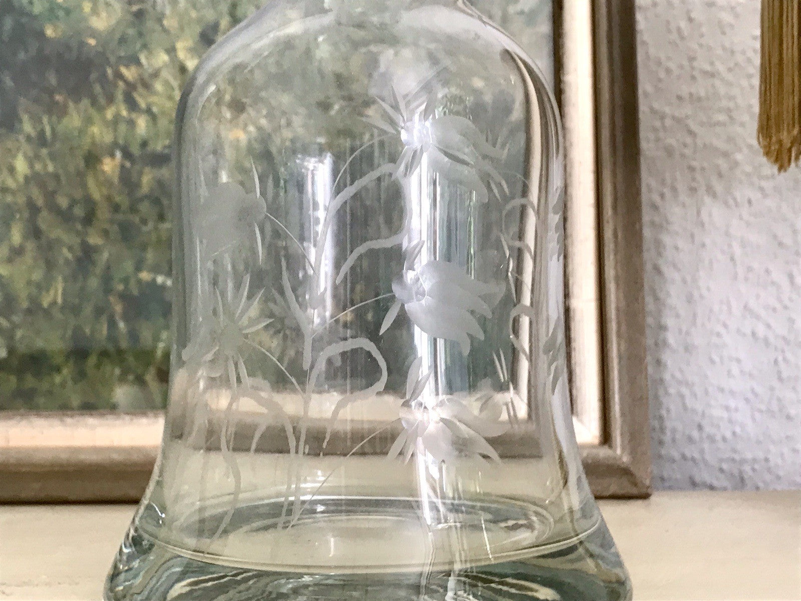 Vintage groß Glaskaraffe Karaffe Zier- Schliff Glas Bleikristall? Kristallglas
