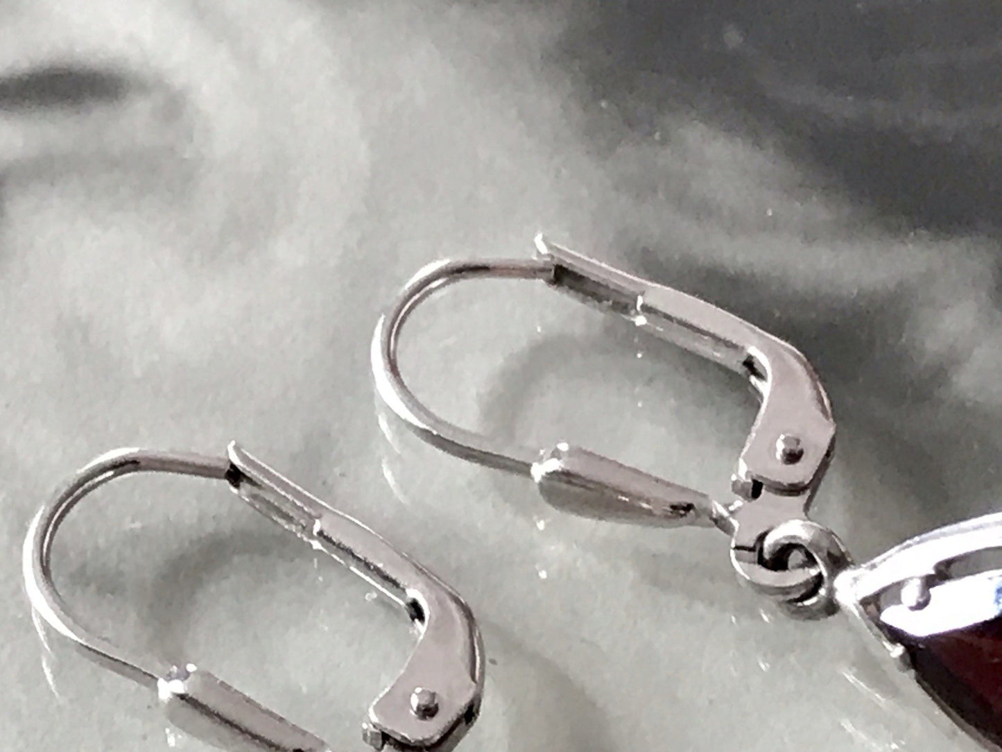 Vintage Ohrhänger Ohrringe DAMEN Silber 925 rote Steine