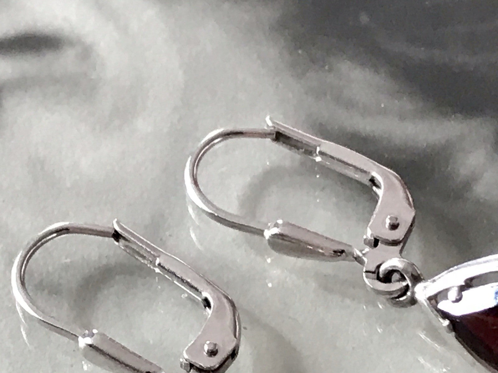 Vintage Ohrhänger Ohrringe DAMEN Silber 925 rote Steine