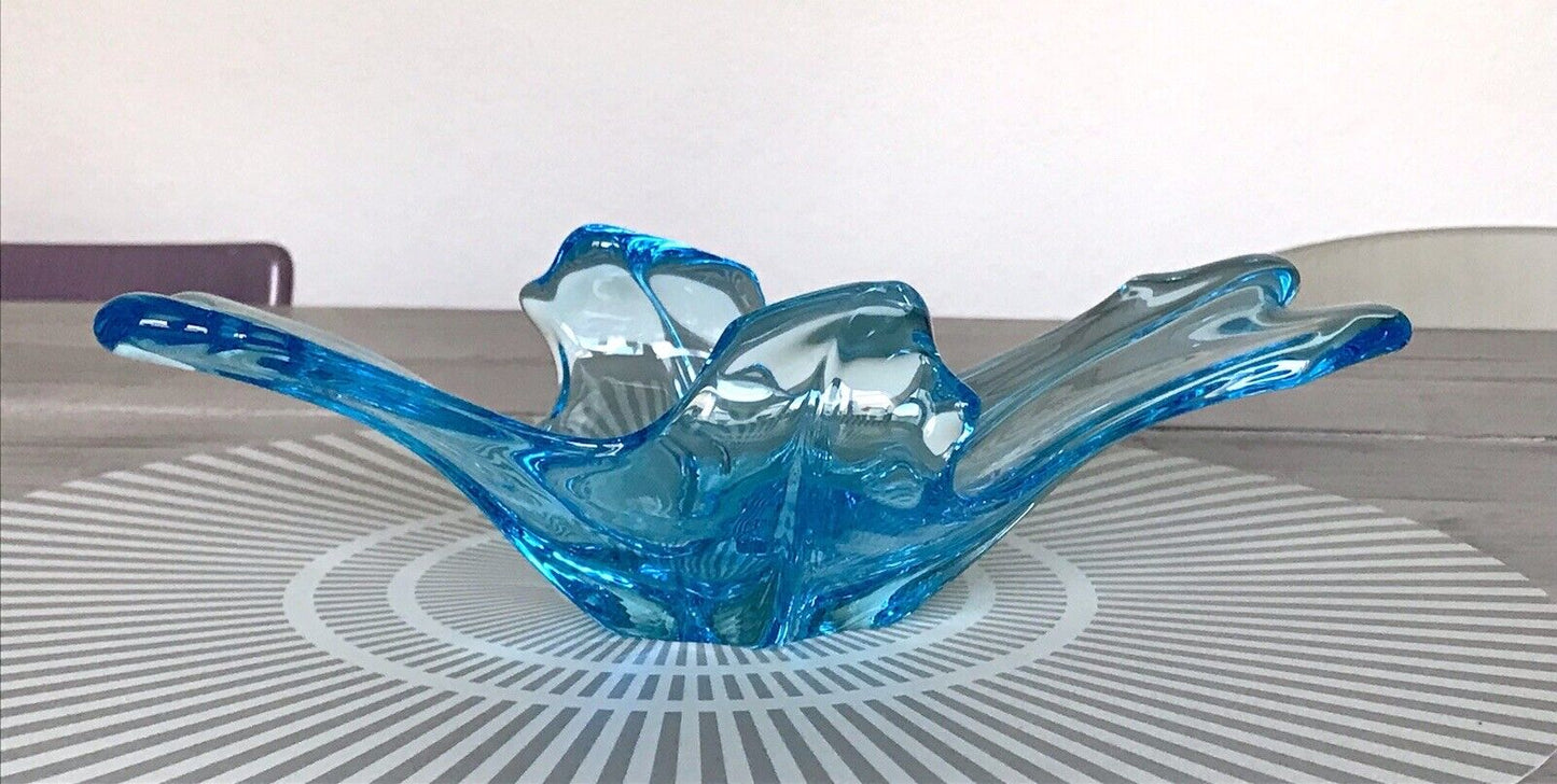 Murano 60er 70er Jahre Schale Glas Schön zipfelig türkis blau