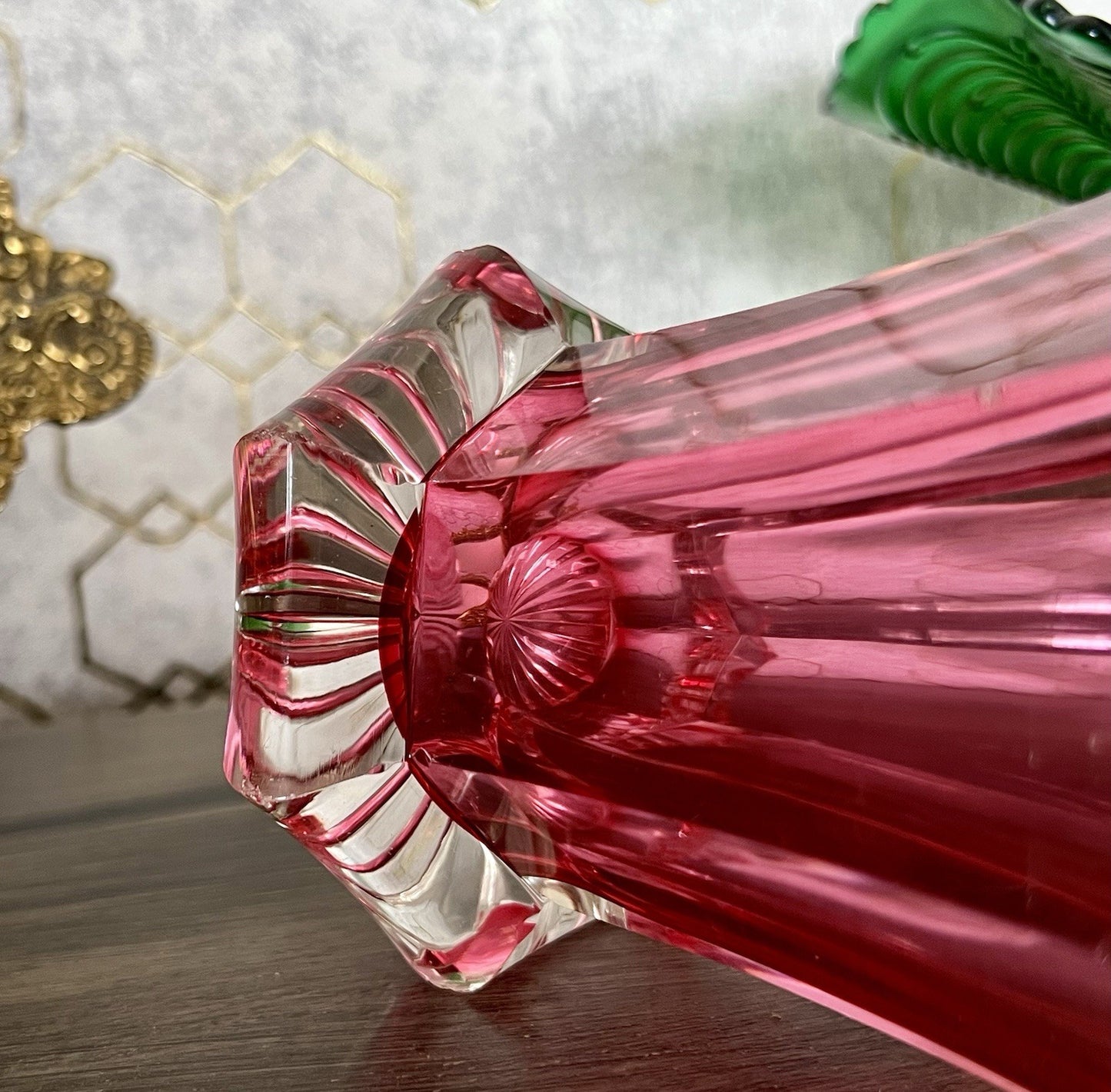 Antik Fußbecher Rubinrot Becher Weinglas Ranftbecher Glas goldrubin