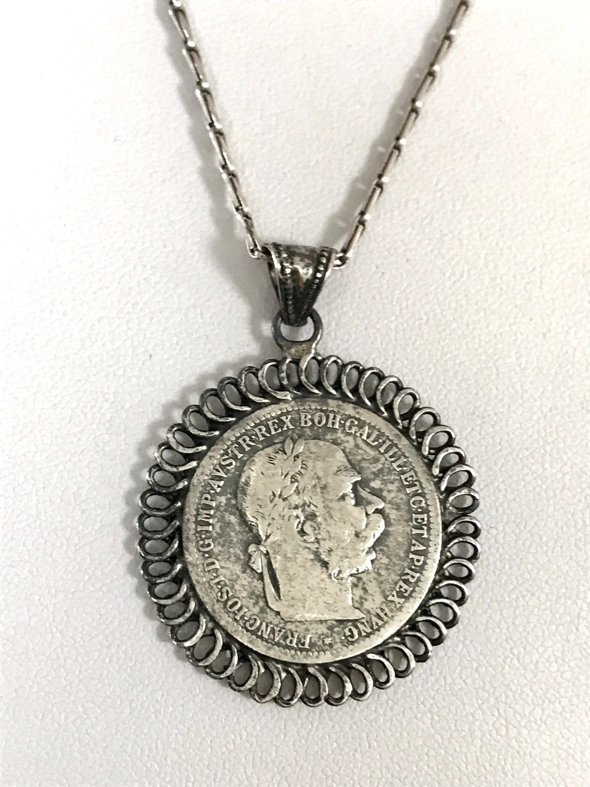 Antik Halskette Münze Kaiser Franz 1902 Anhänger Kettenanhänger Silber 835