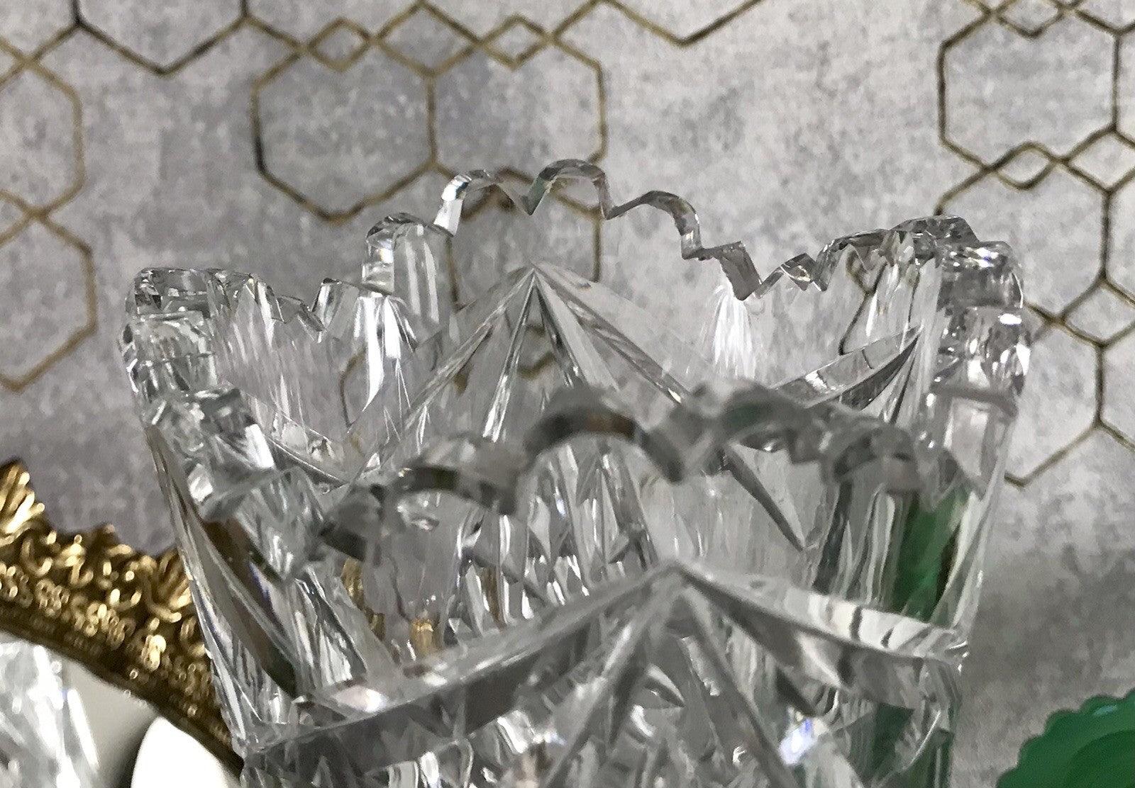 Alt Vintage Vase Glasvase Kristallglas Bleikristall geschliffen in Art Déco Stil