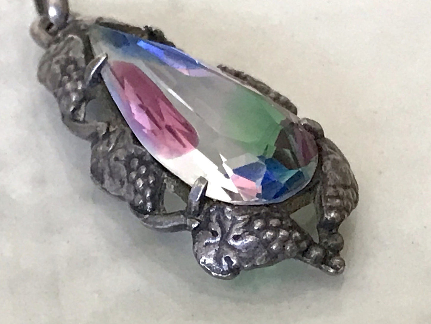 Antik Art Déco Edel Anhänger Kettenanhänger Silber 835 SUPER Rheinkiesel