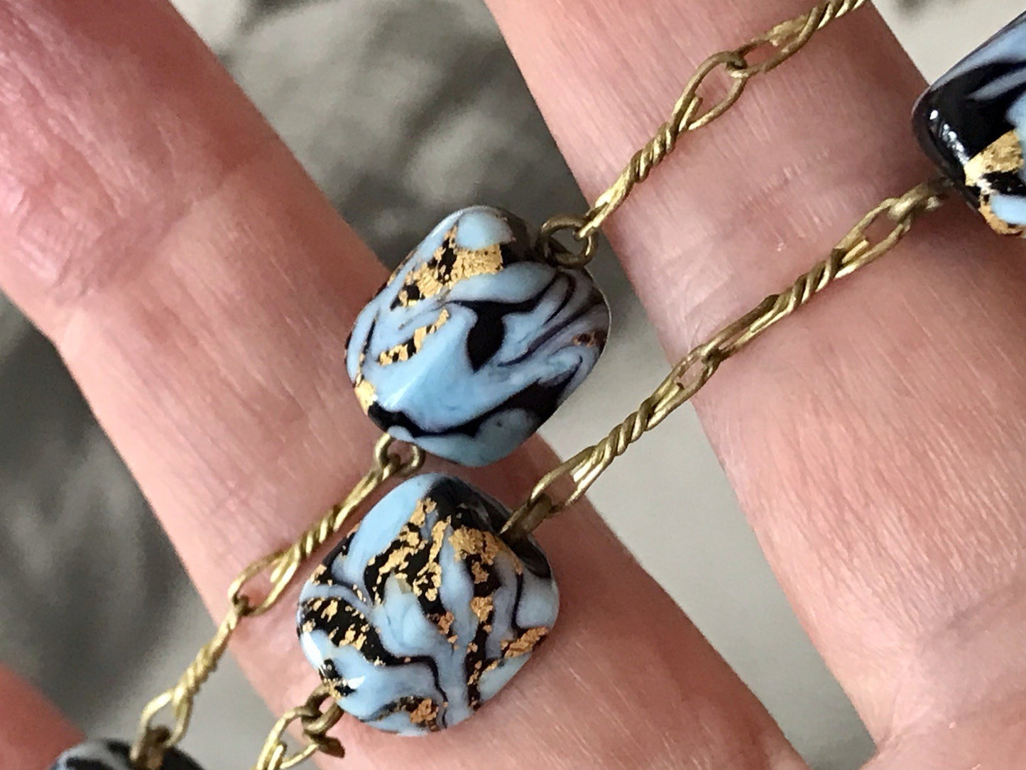 Alt Edel Vintage Halskette Kette Murano Perlen Sehr Schön