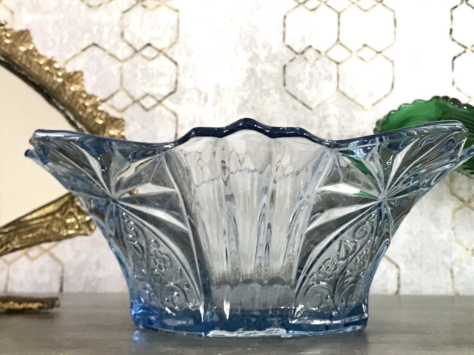 Antik Blau Art Déco Schale Pressglas Glasschale So Schön!