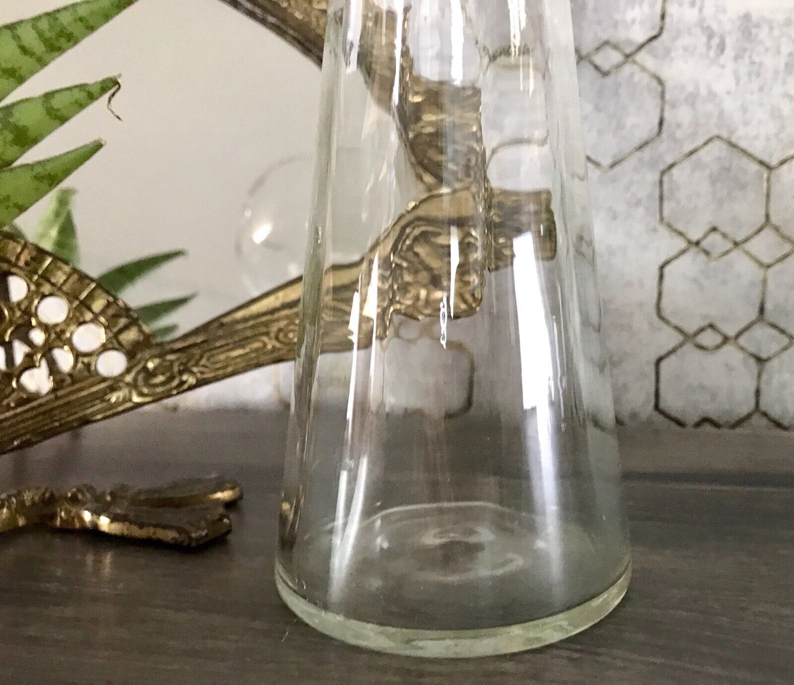 antik Art Déco Glasvase Hyazinthen Glas Vase Zwiebelglas gerippt