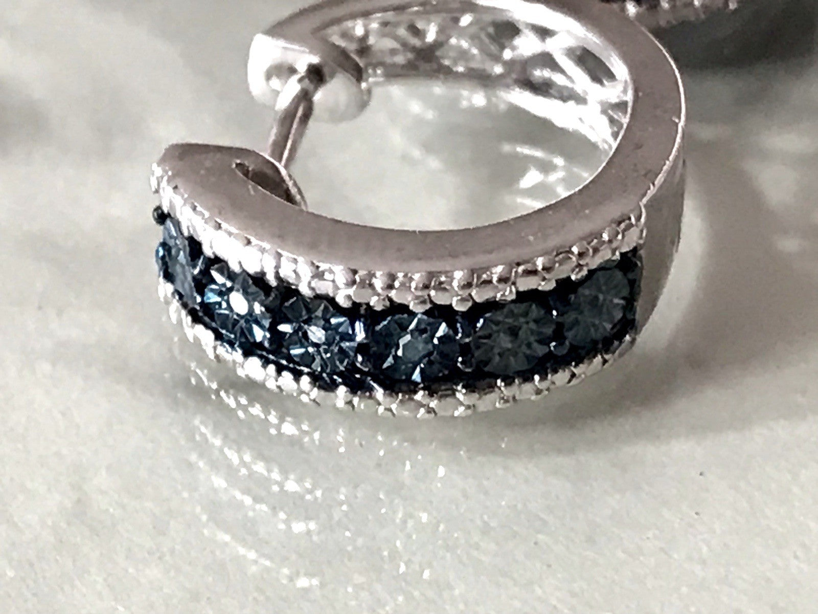 Ohrringe 925 Silber Creole Klappcreolen blaue Steine Saphire? Edel HN