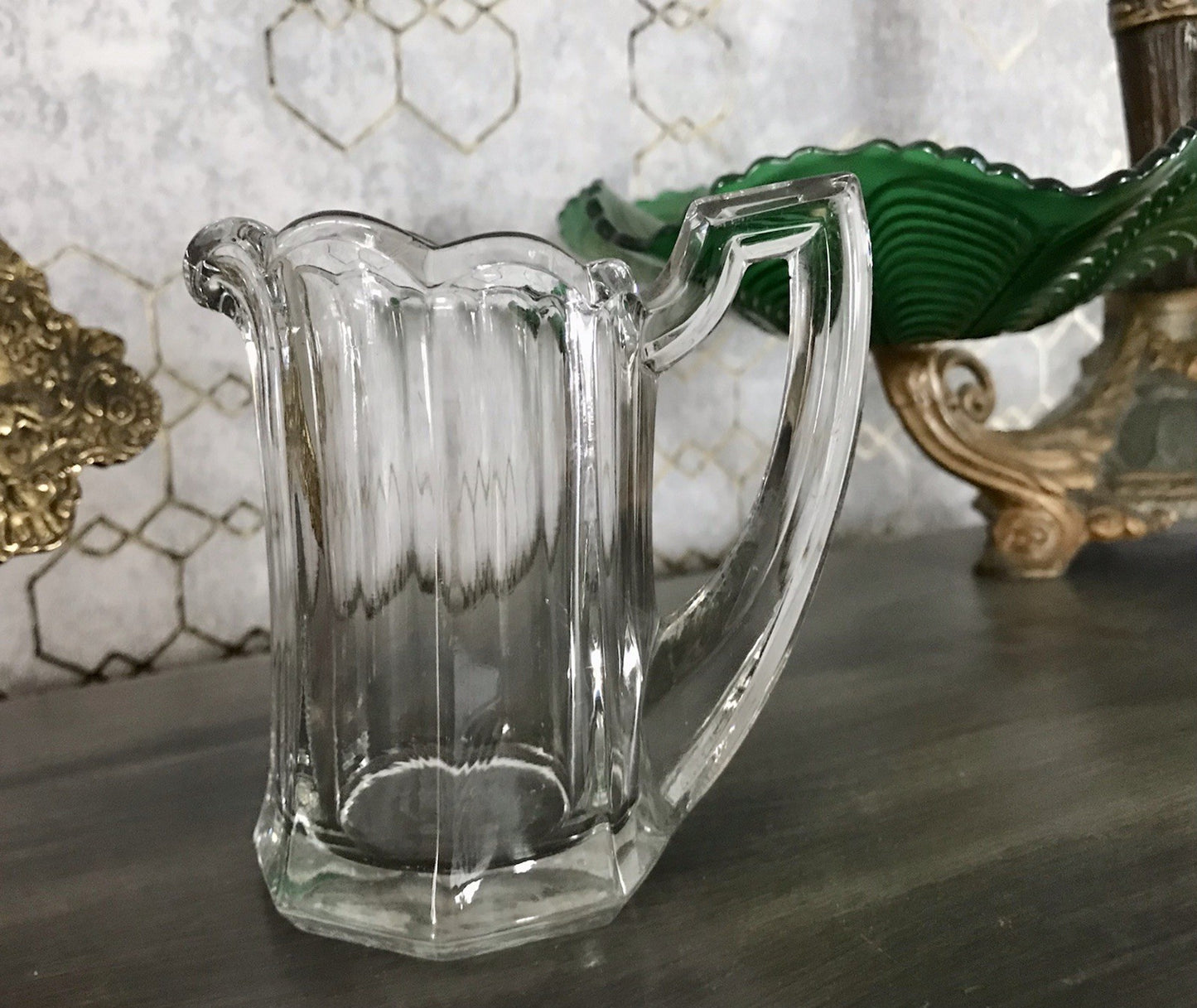 Antik Pressglas Sahnegießer Kännchen Chippendale