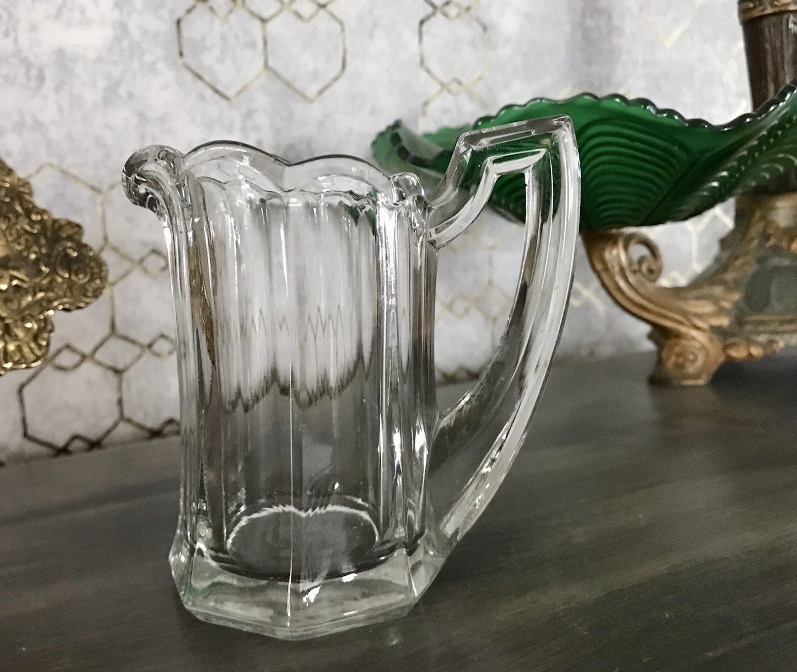 Antik Pressglas Sahnegießer Kännchen Chippendale