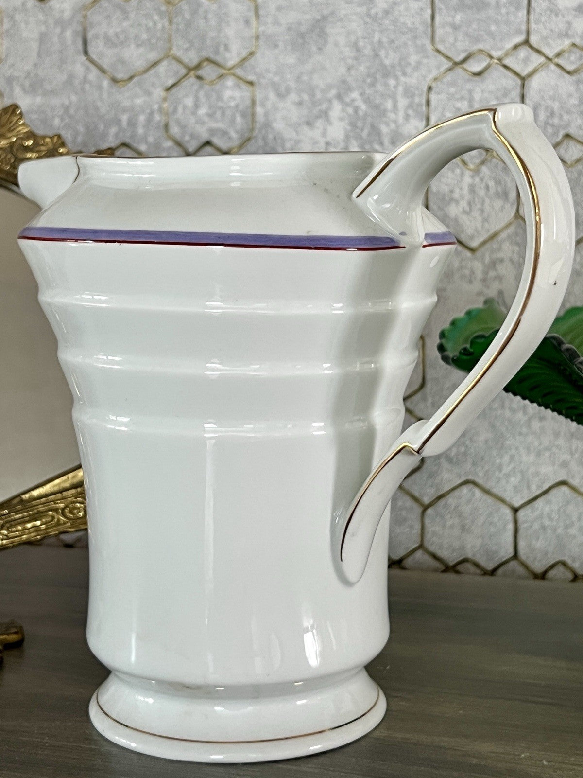 Antik Art Déco Porzellan Kanne Krug Wasserkanne Eschenbach Bauhaus