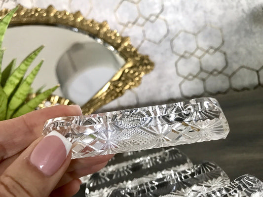Alt antik? 6 Art Déco Messerbänkchen  Kristallglas Glas EDEL Schliff