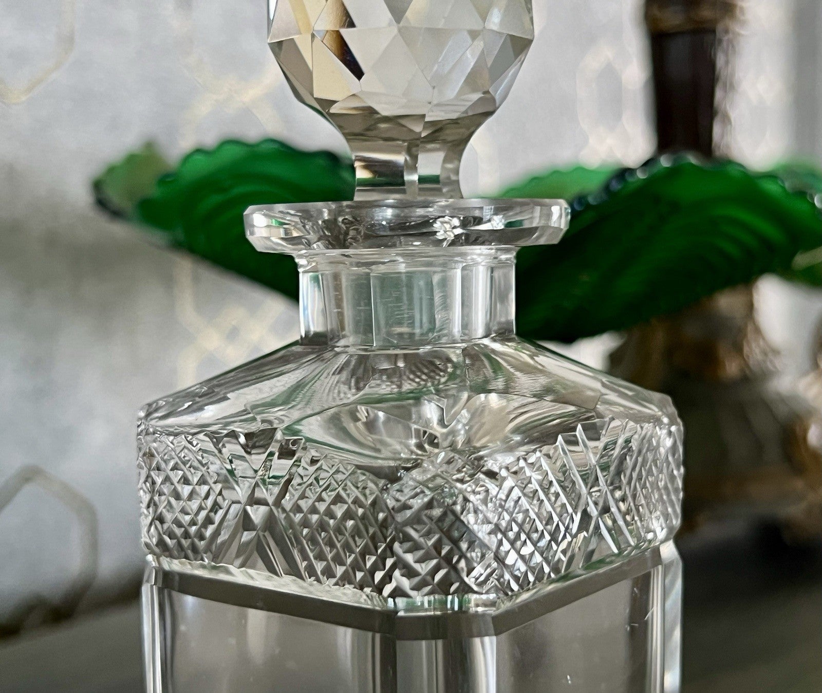 Antik Baccarat 1x Flakon Parfüm kleine Glaskaraffe Schnitt Bleikristall