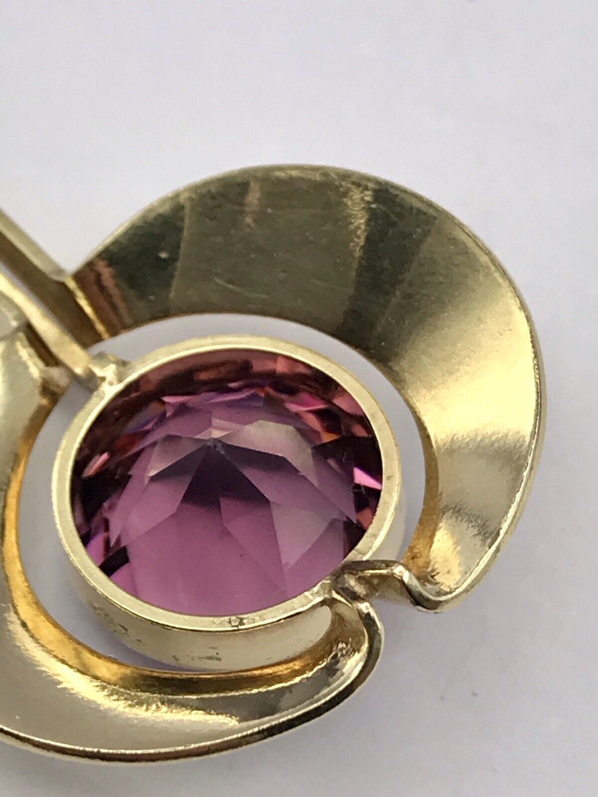 Vintage TeKa Designer Anhänger lila Stein Amethyst? Amerik. Doublè vergoldet