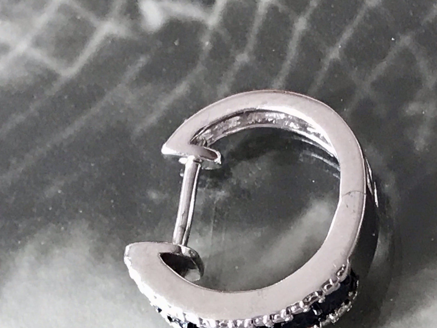 Ohrringe 925 Silber Creole Klappcreolen blaue Steine Saphire? Edel HN