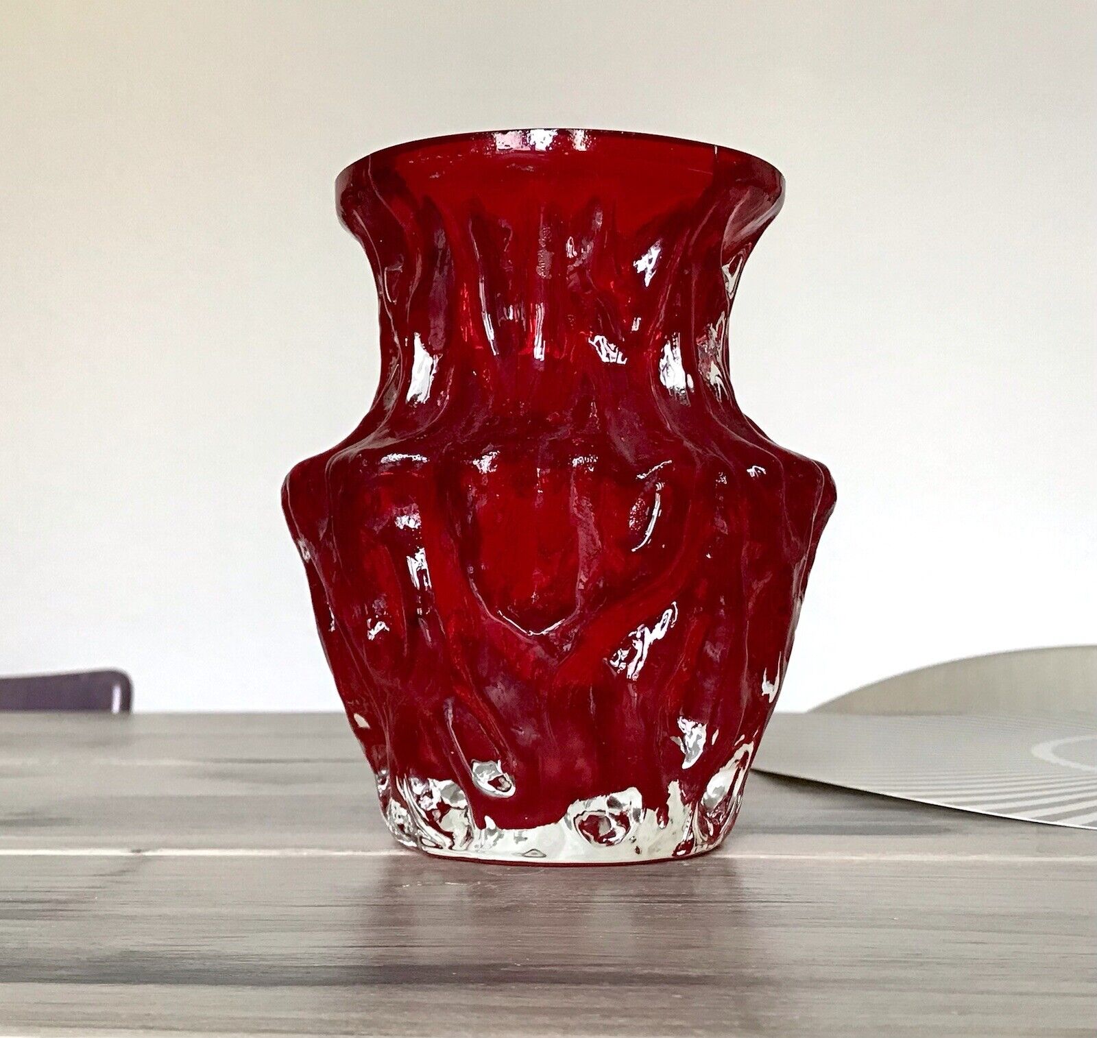 70er Jahre rot Glas Vase Blumenvase Glasvase Glas By Kurt Wokan Ingrid Hütte