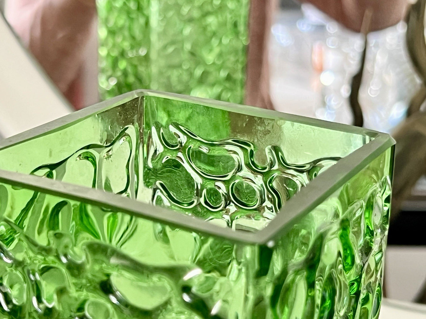 Vintage 60er 70er Design Glasvase Glas GRÜN Vase Bubble Pop Bengt Orup