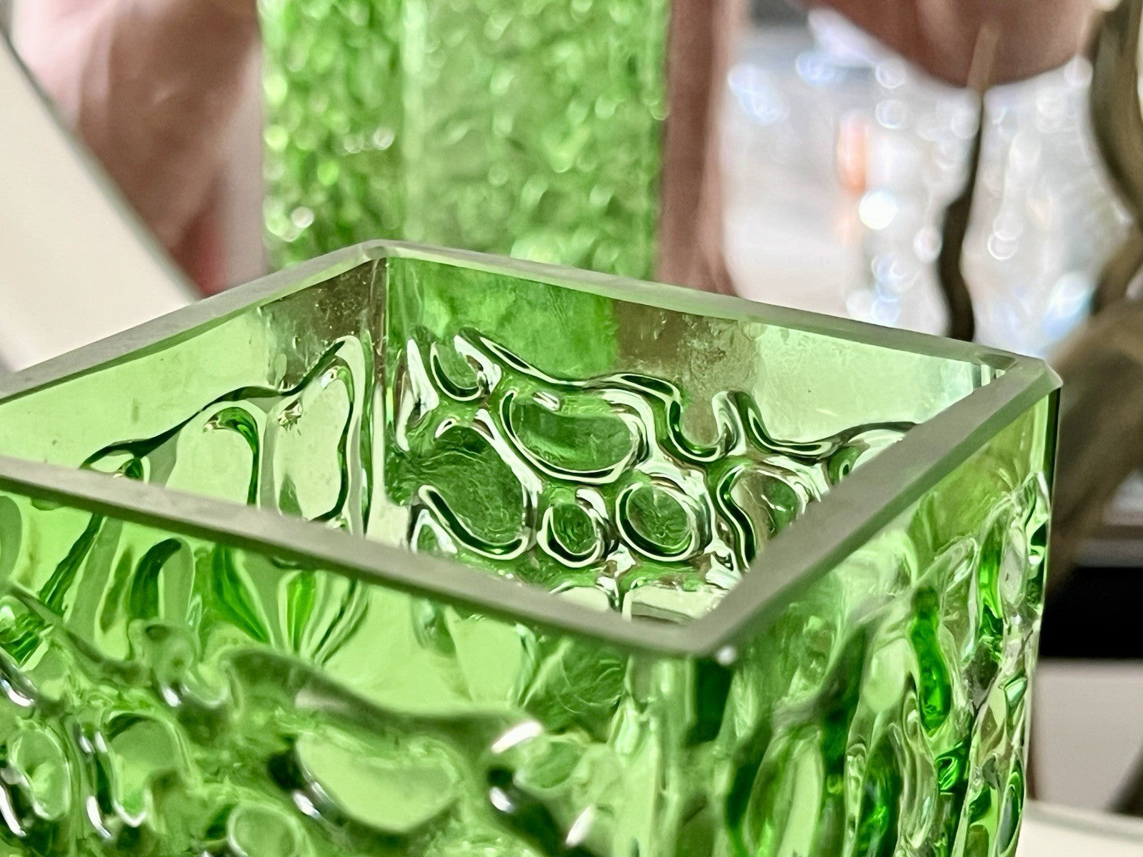 Vintage 60er 70er Design Glasvase Glas GRÜN Vase Bubble Pop Bengt Orup