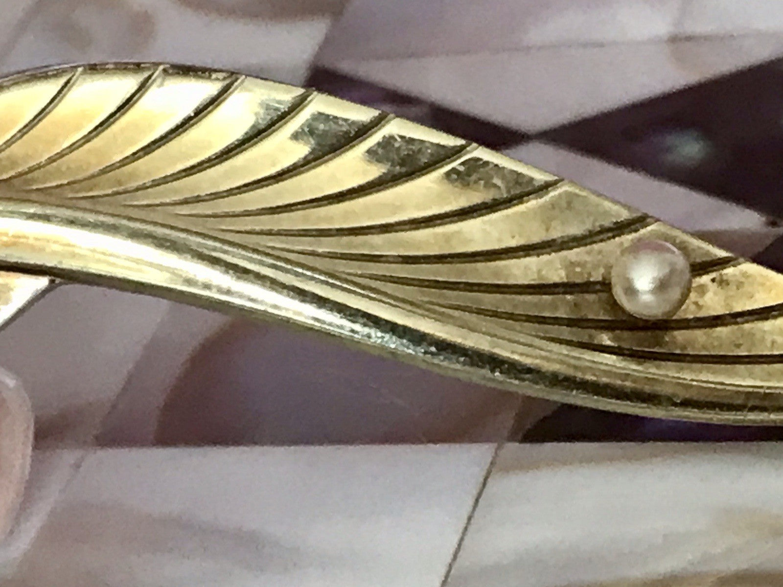 Antik? Vintage Edel Brosche Amerik. Doublè vergoldet Brosche Perle
