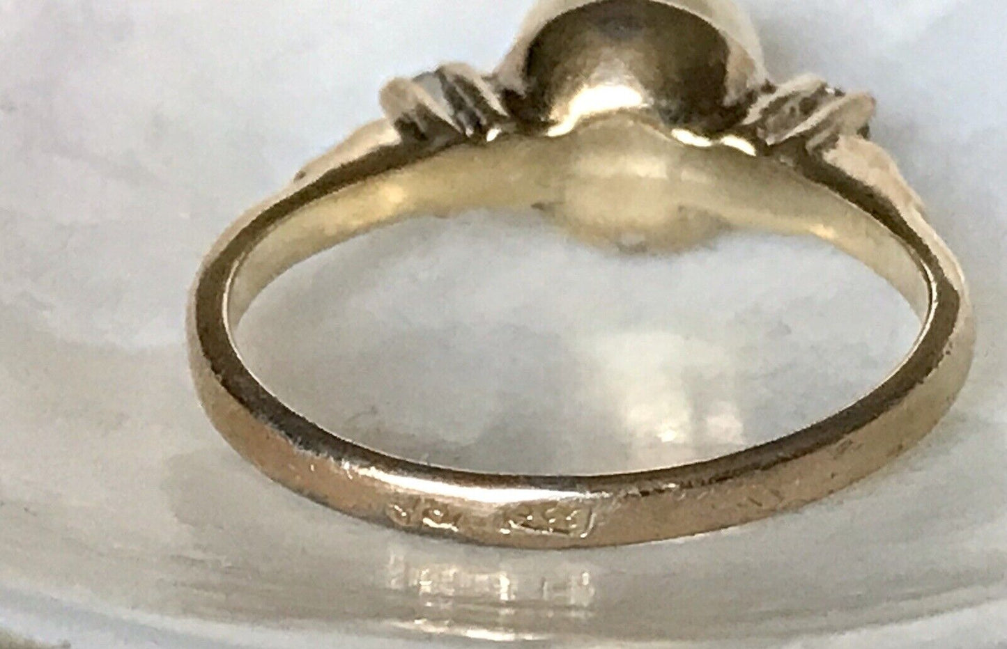 Antik Alt Edel DAMEN RING Silber 925 Perle farblose Steine Gr.58 18,4 vergoldet