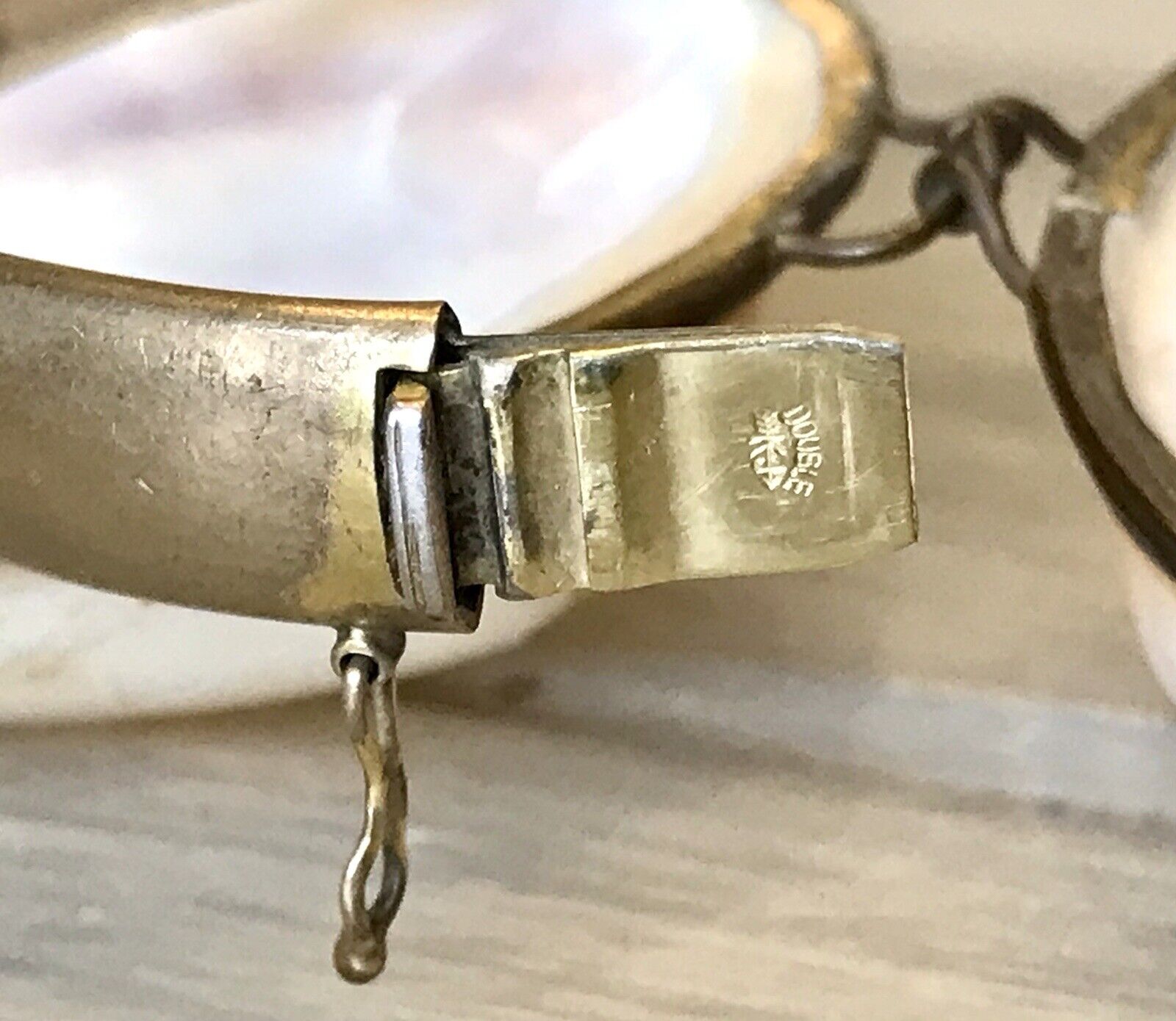 Alt Vintage Armband Armreif Klapp- Armspange Amerik. Doublè vergoldet gold