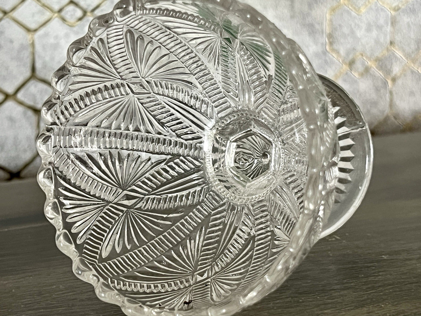 Antik Jugendstil  Pressglas Glas Fußschale Schale Zuckerschale Villeroy&Boch