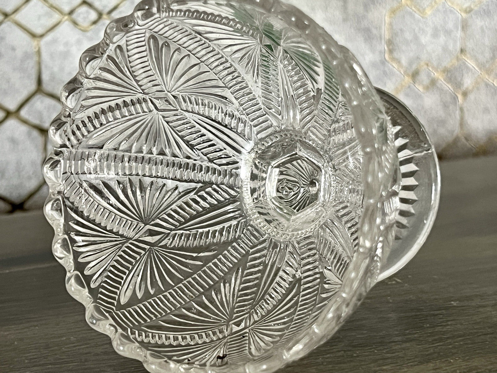 Antik Jugendstil  Pressglas Glas Fußschale Schale Zuckerschale Villeroy&Boch