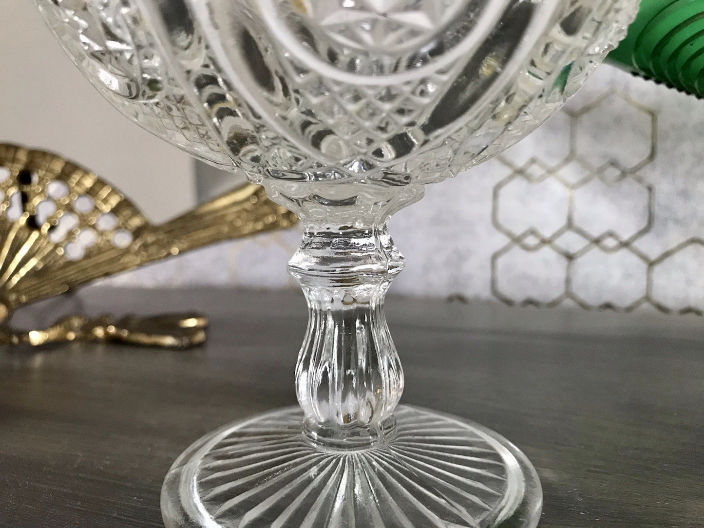 Antik Jugendstil Art Déco Pressglas Glas Fußschale Schale Zuckerschale