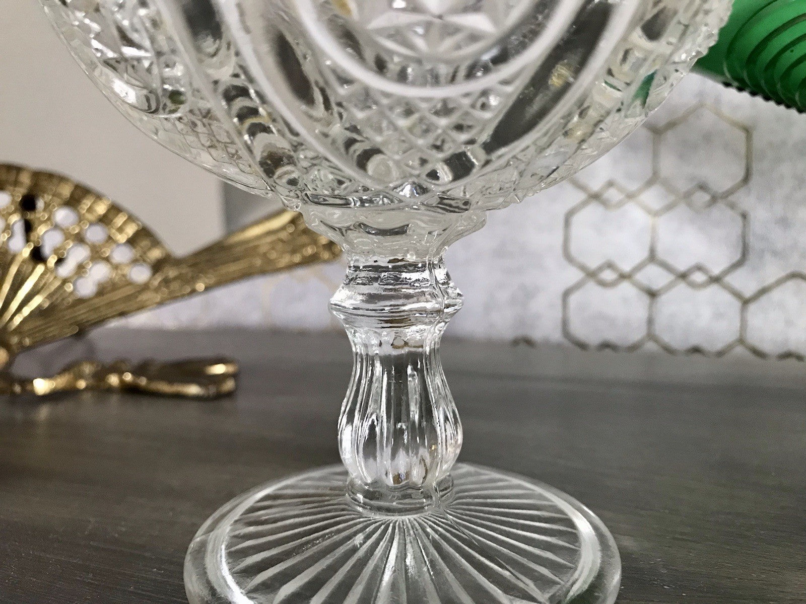 Antik Jugendstil Art Déco Pressglas Glas Fußschale Schale Zuckerschale