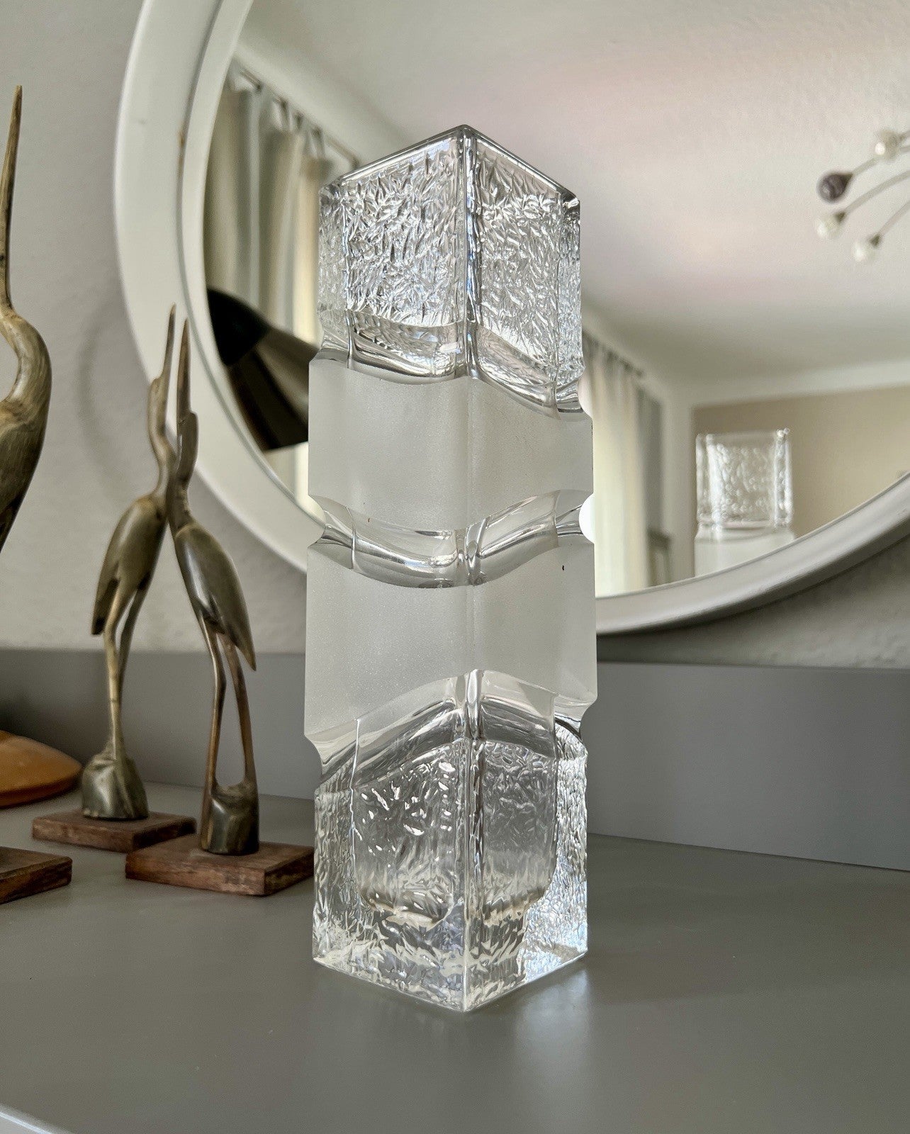 Vintage Peill&Putzler 60er 70er Glas Vase Blockvase Glasvase Polar schwer