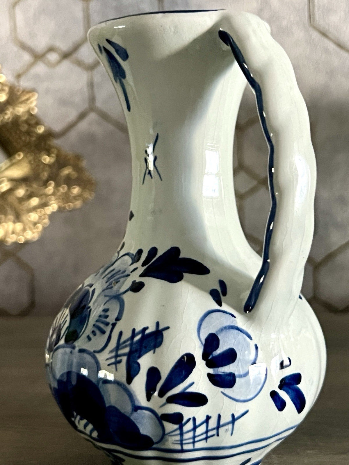 Vintage Fayence Keramik kleine Vase handbemalt Delfter Keramik Holland