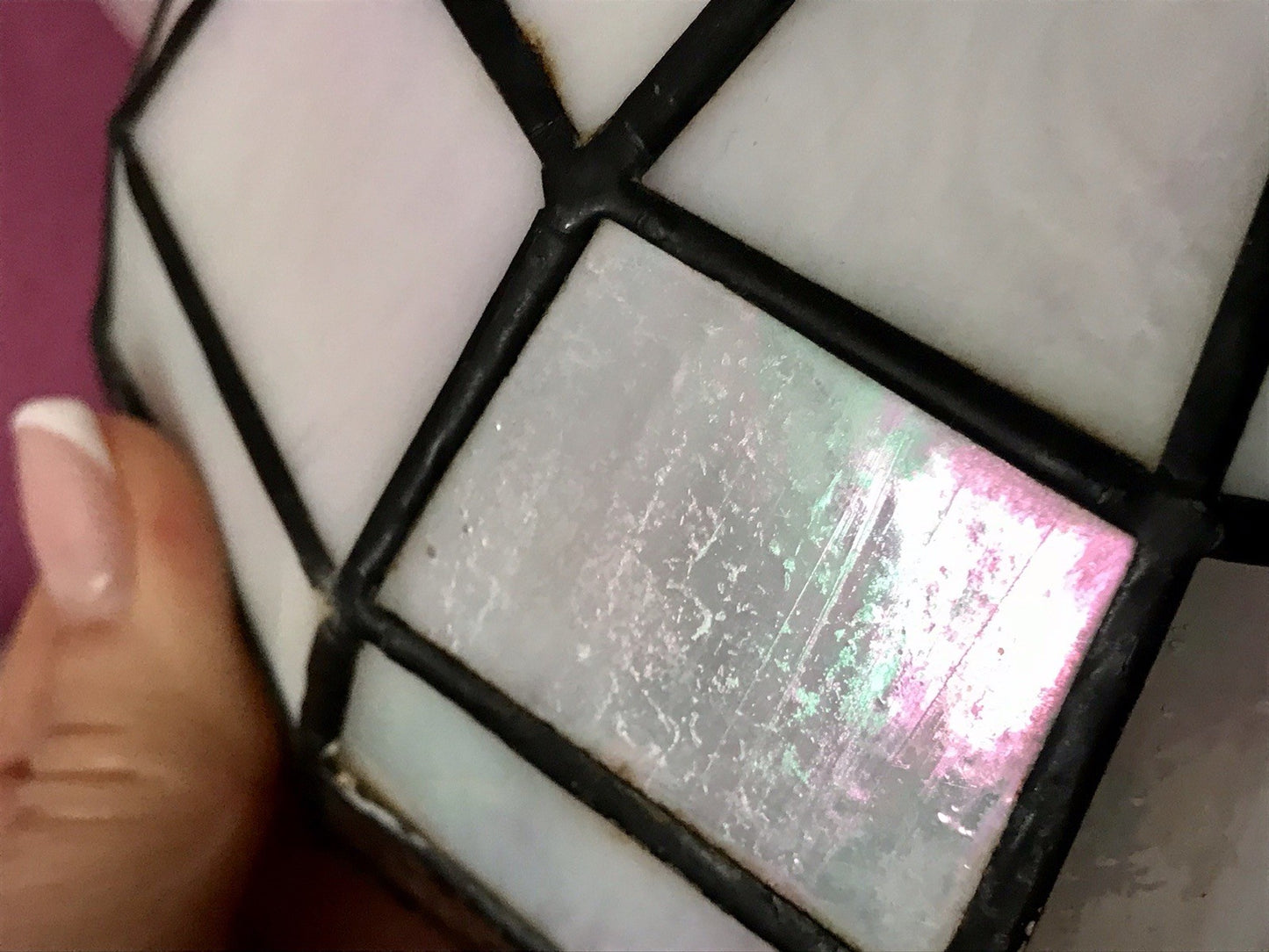 Antik? alt Glasschirm Lampenschirm Tiffany-Technik irisierendes Glas 2 Blumen