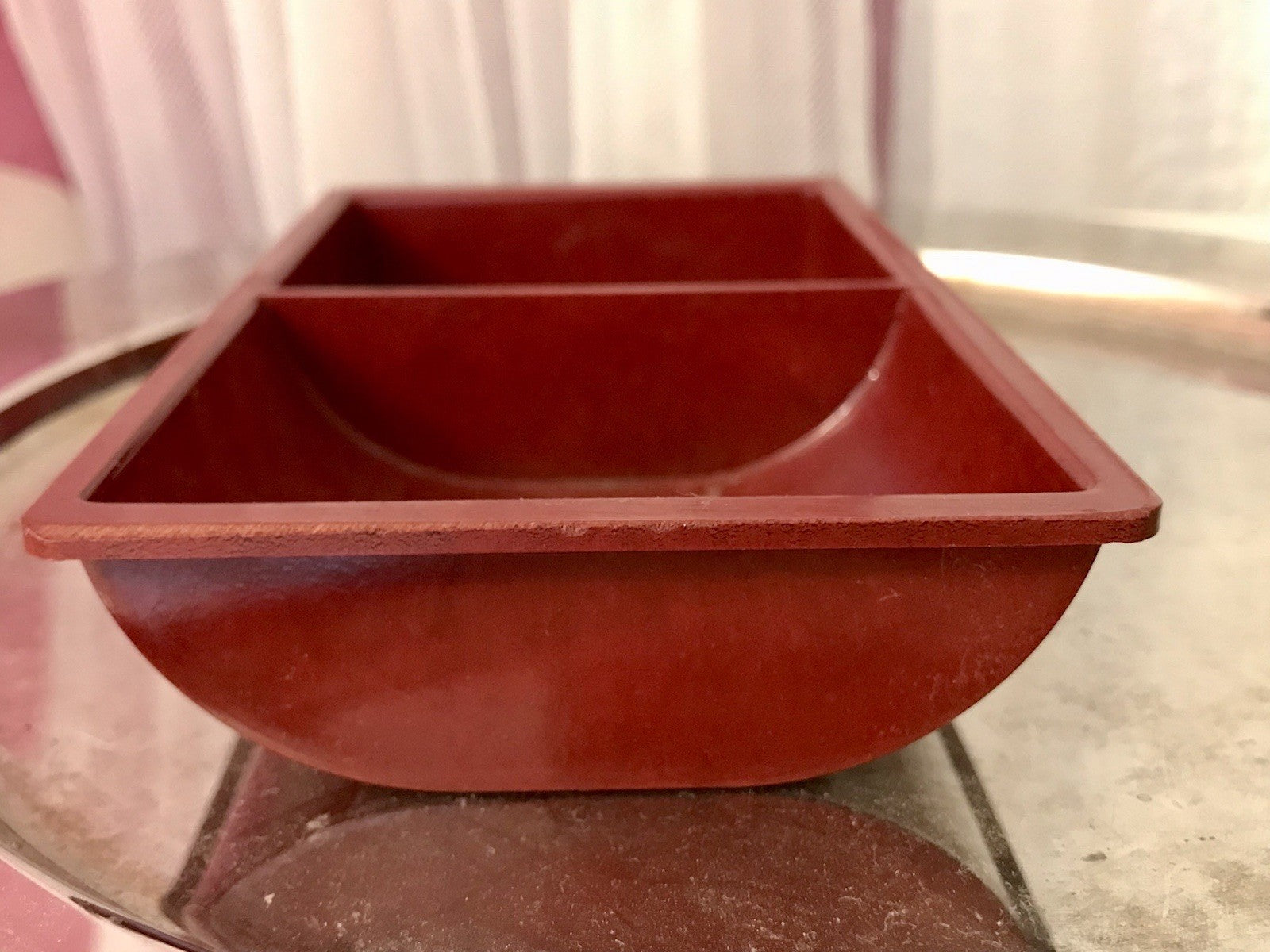 Antik alt Bakelit Münzablage?  Münzfach? Stempelbox Box weinrot Vintage