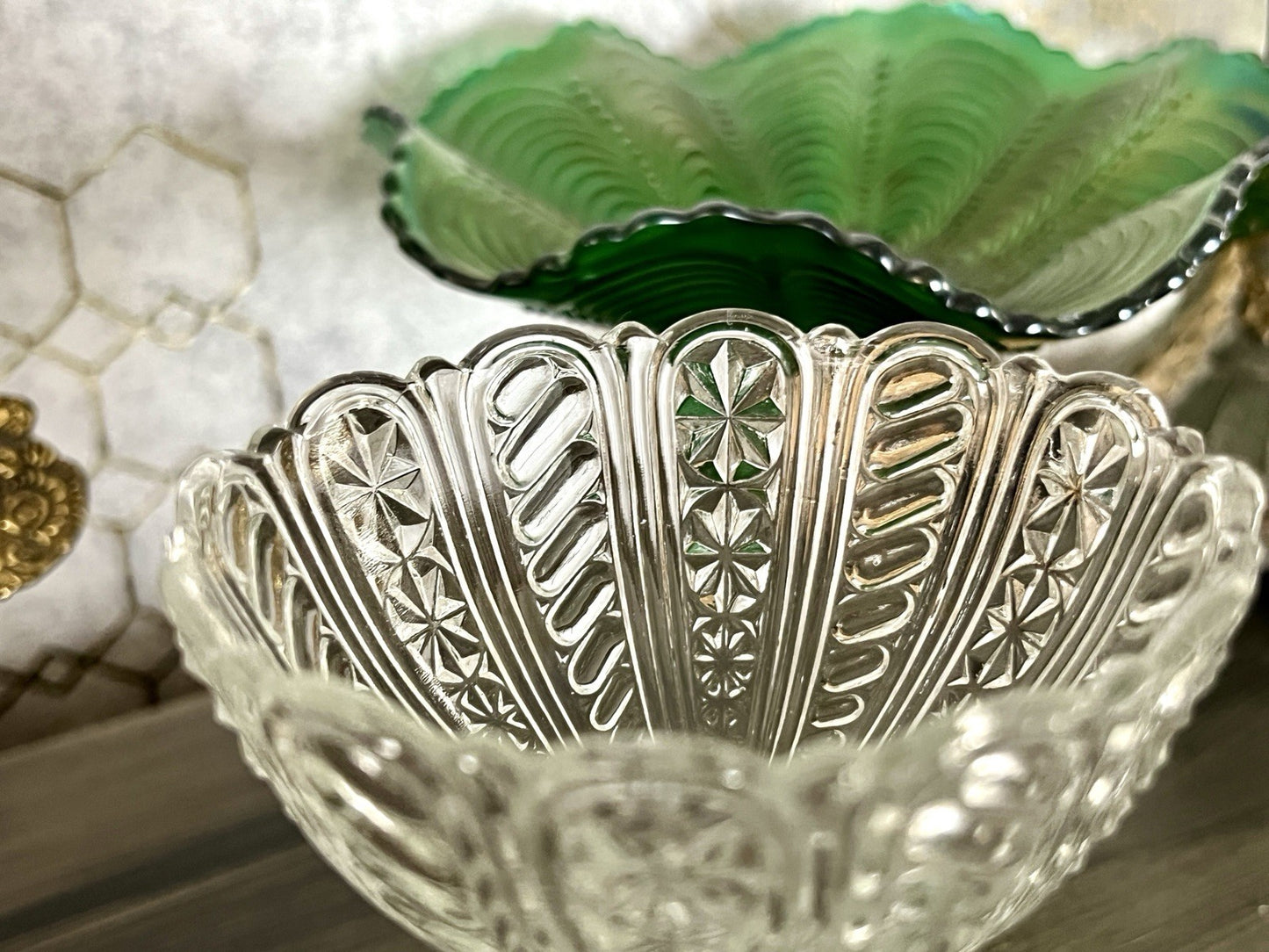 Antik Jugendstil Art Déco Pressglas Glas Fußschale Schale Zuckerschale