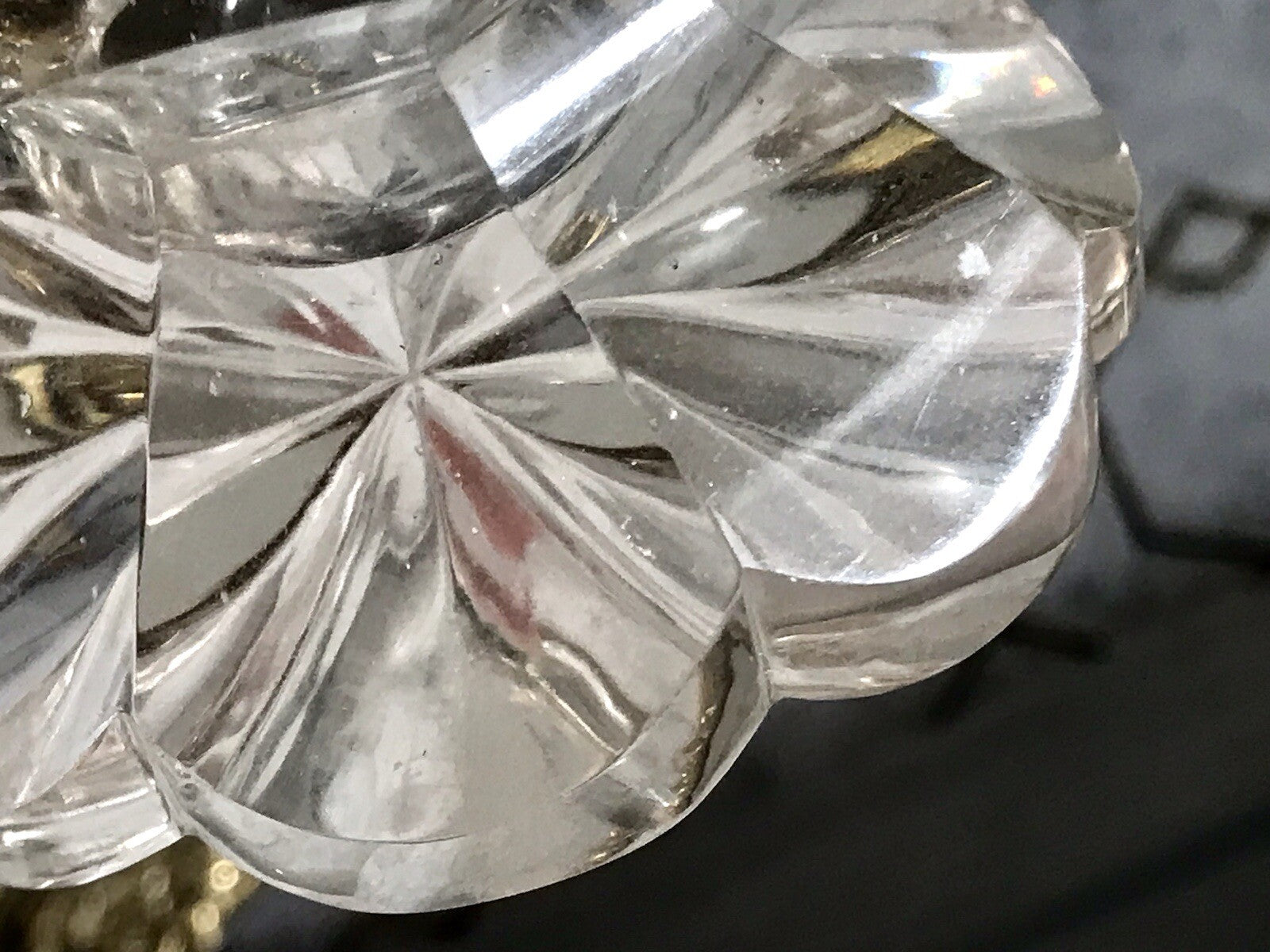 Antik uralt ~1850 Glasdose Schale m. Fuß Bonboniere Kristallglas Schliff Schnitt