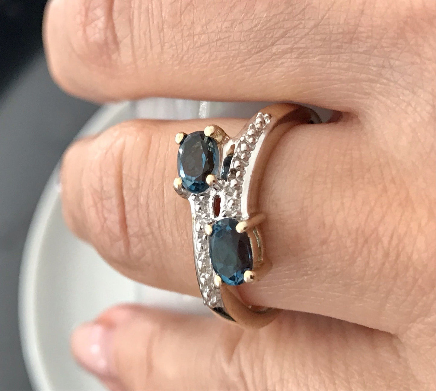 Vintage Ring blaue Steine Saphire?  Silber 925 vergoldet ~Gr.60