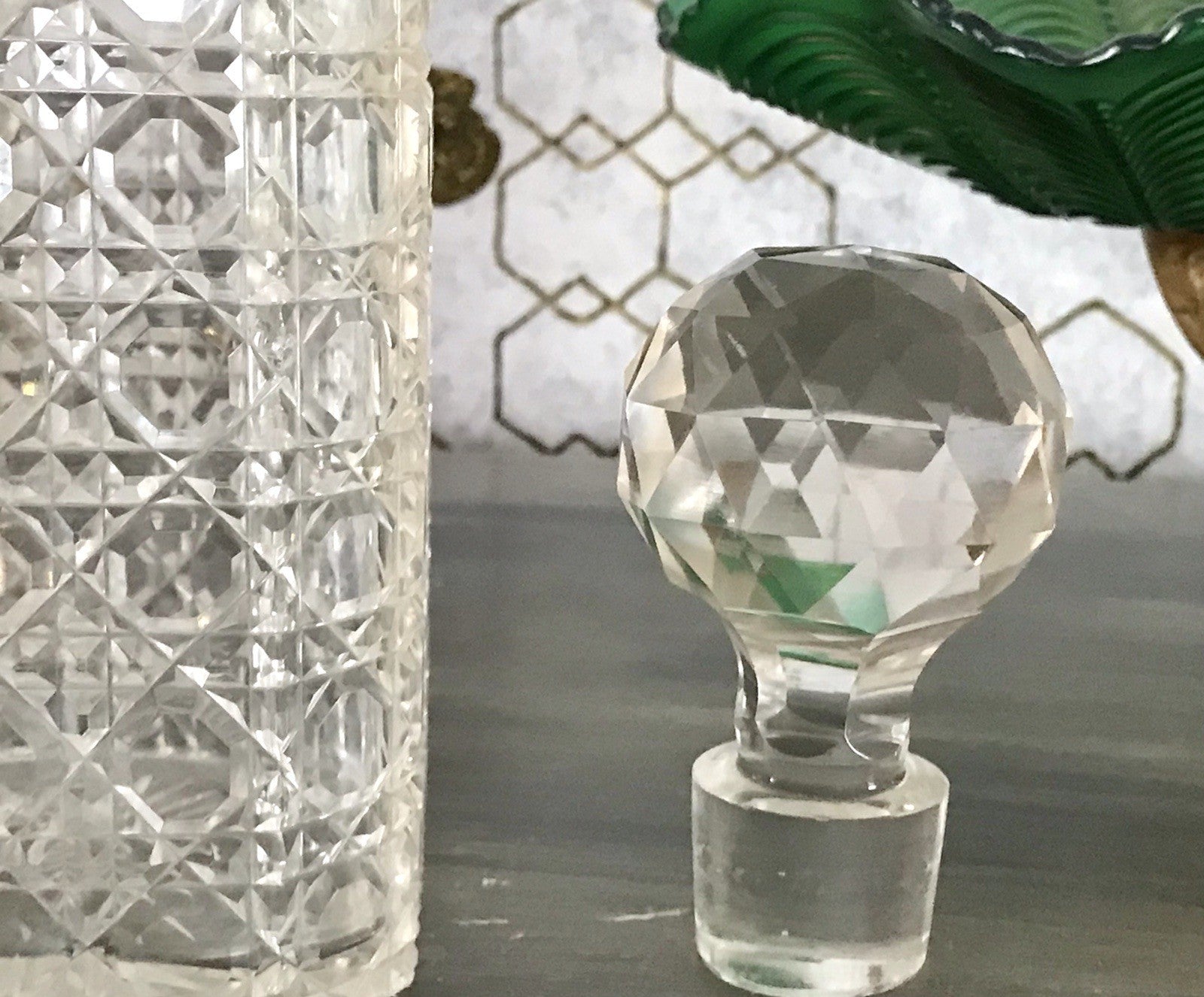 Antik ~1890 Baccarat 1x Glaskaraffe Karaffe Schnitt Bleikristall Edel! Dekanter