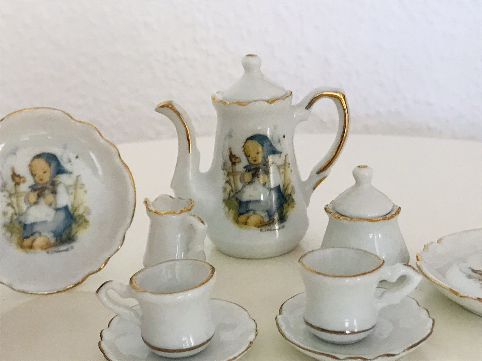 Puppenservice Porzellan Kaffeeservice Geschirr Miniatur Hummel Er liebt mich