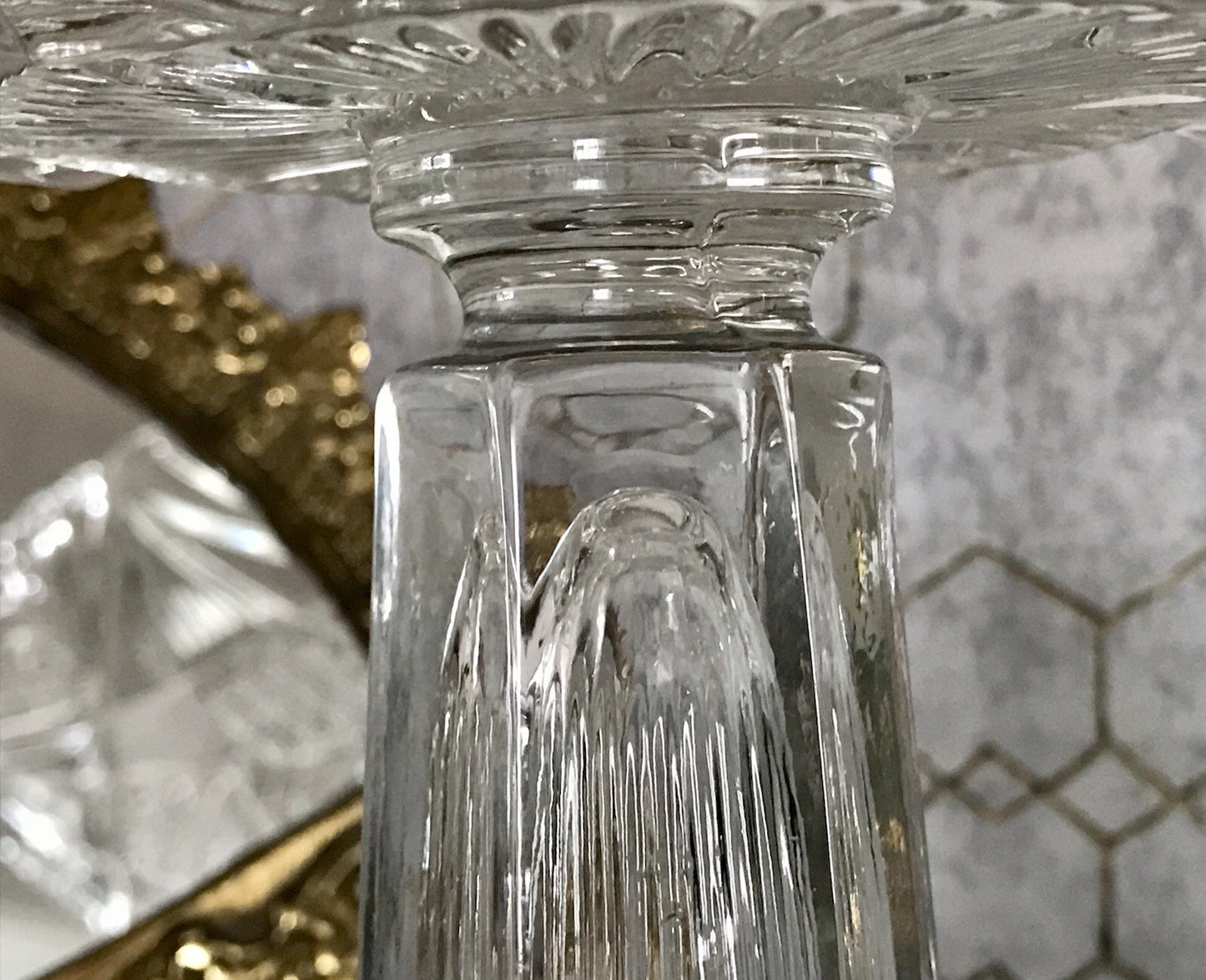 Antik Art Déco Pressglas Glas Schale Fußschale Tafelaufsatz Brockwitz Imperial