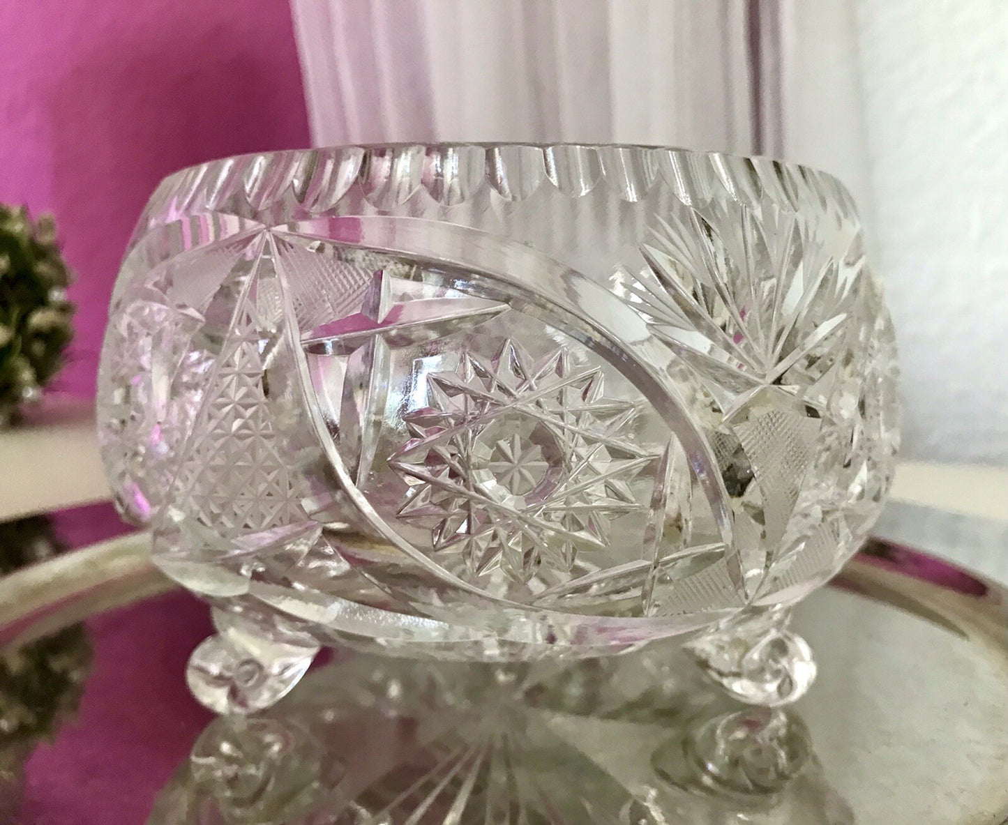 Alt Vintage Bleikristall Bonboniere Schale Glas edel Kristallglas PRL Polen