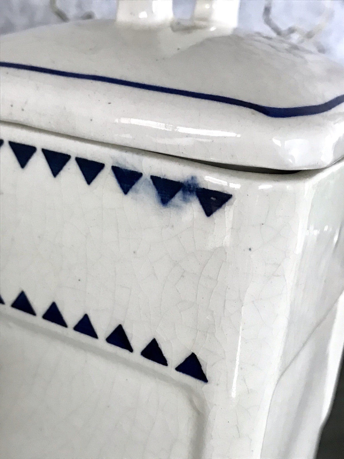 Antik Jugendstil Vorratsgefäß Kaffee Gefäß Vorratsdose weiß Porzellan creme blau