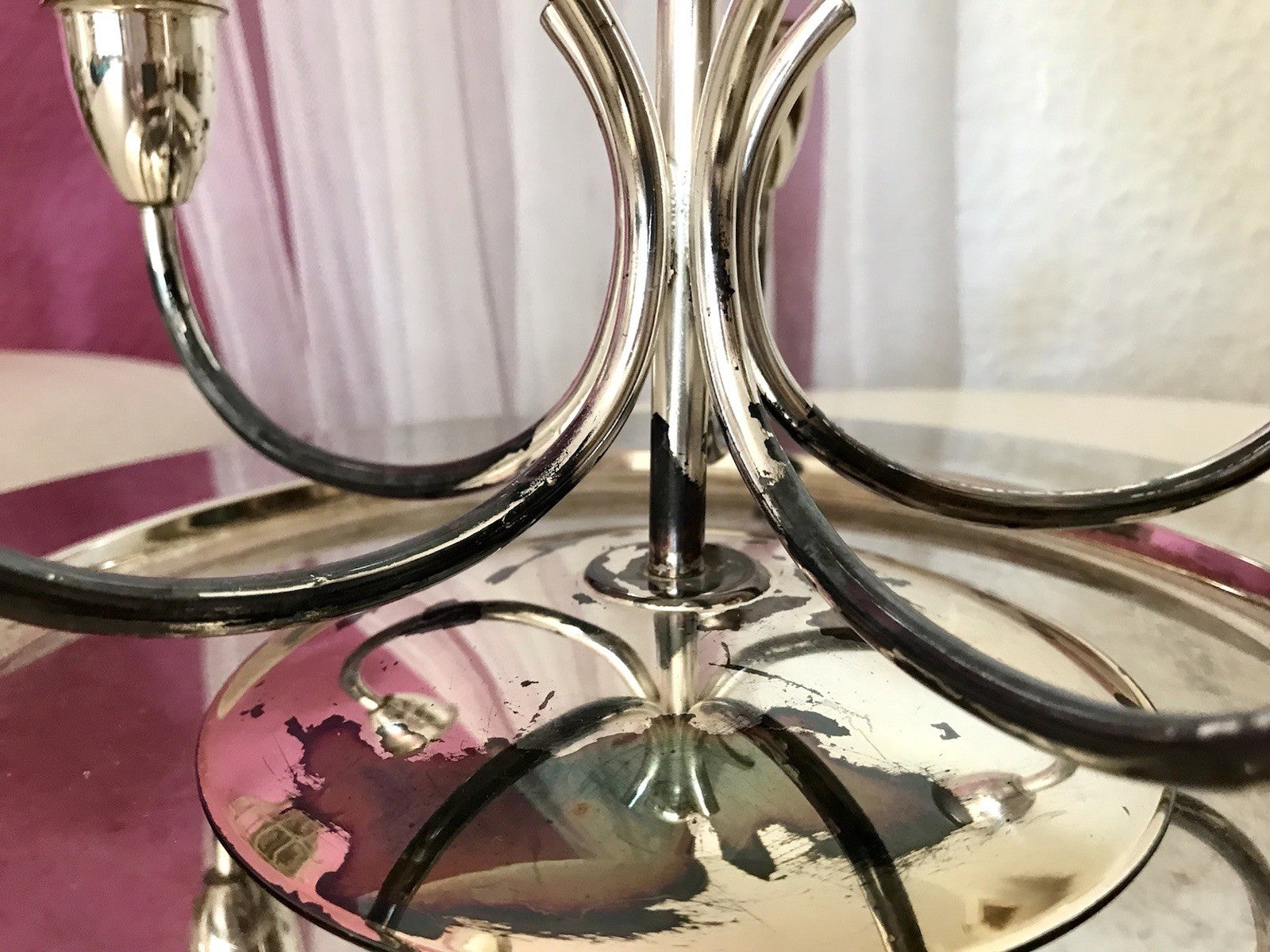 Alt Vintage 60er MCM Kerzenleuchter Kerzenständer Leuchter versilbert