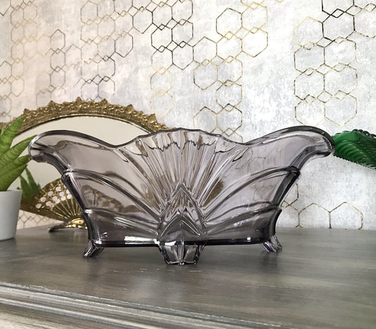 Antik Art Déco lila Pressglas Schale Glas Brockwitz Fruchtschale 1941 Jardiniere