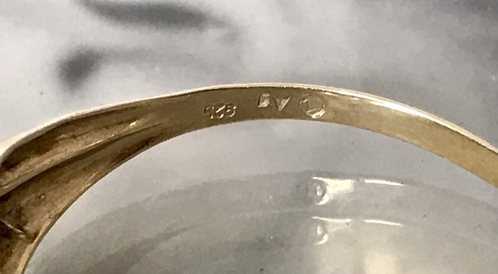 Vintage 1980er Ring blauer Stein Türkis? 925 Silber vergoldet Gr.67