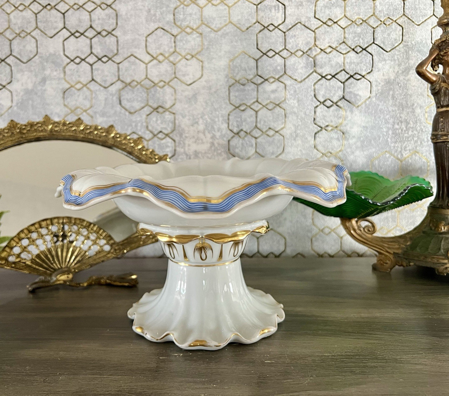 Antik Biedermeier Porzellan Fußschale Schale  ca. 1830 Pressmarke N So SCHÖN!!