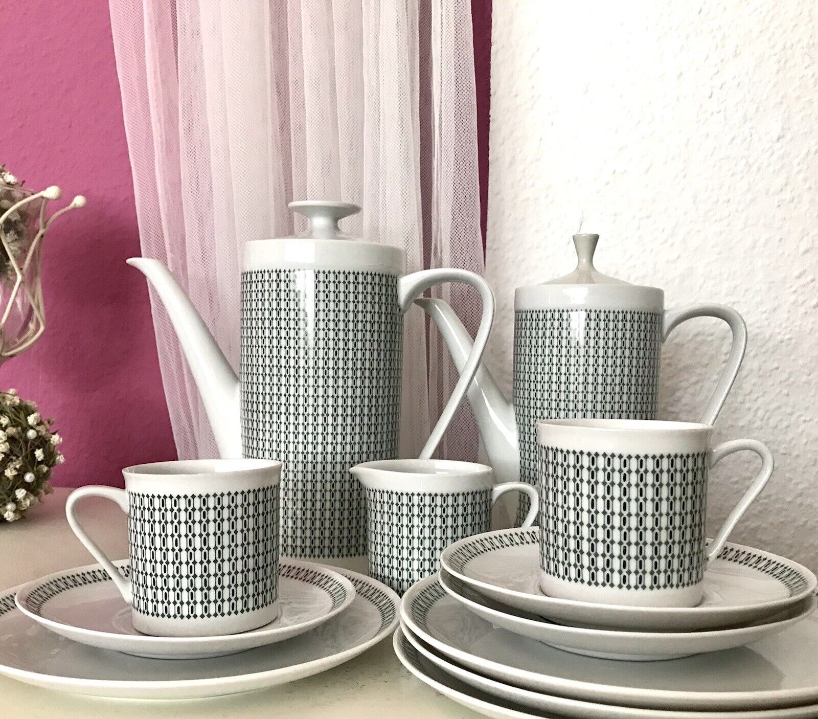 Vintage 60er Porzellan Eschenbach Kaffeeservice Tète a Tète 2 Personen