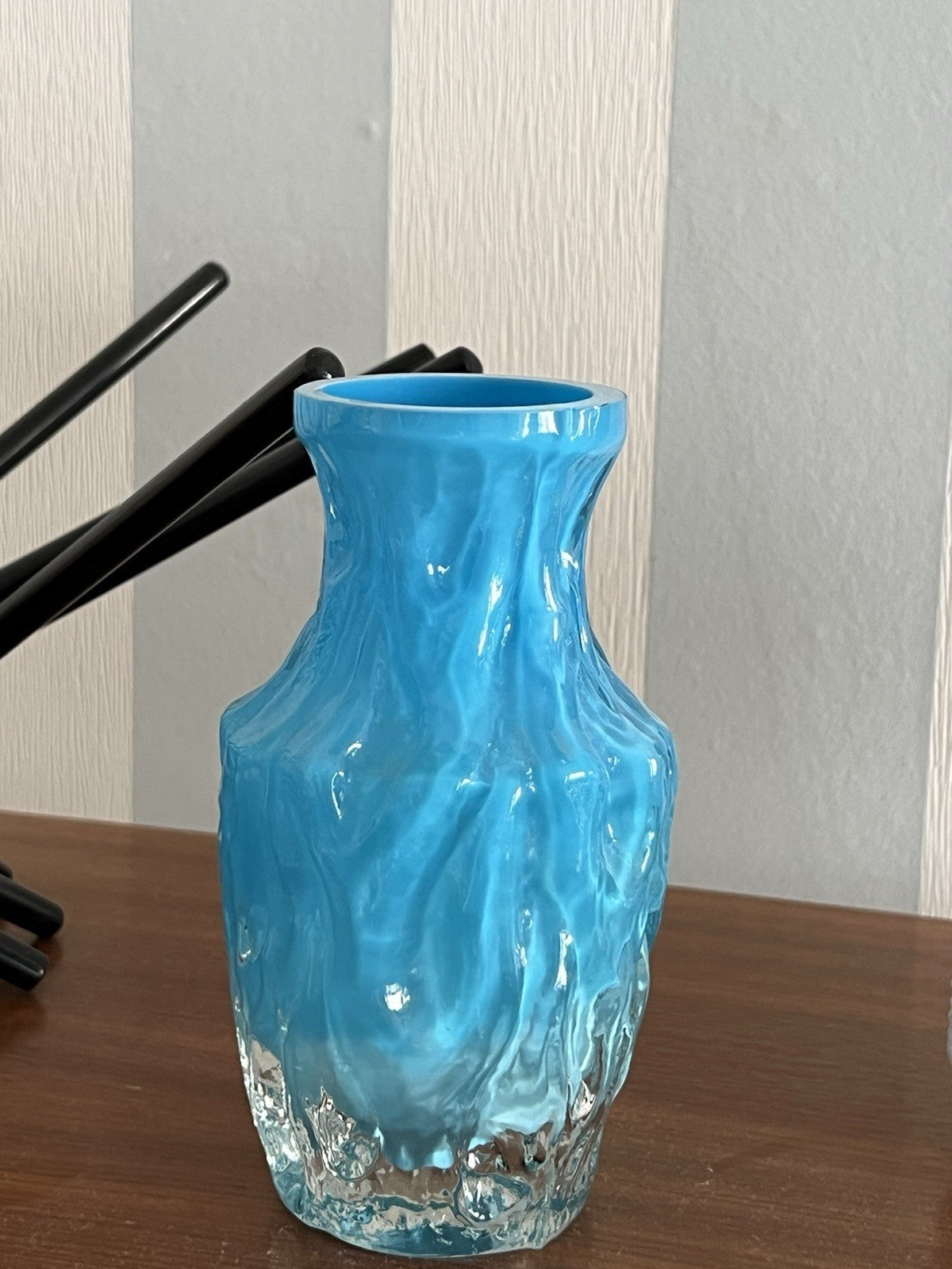 70er Jahre blau Glas Vase Blumenvase Glasvase Glas By Kurt Wokan Ingrid Hütte