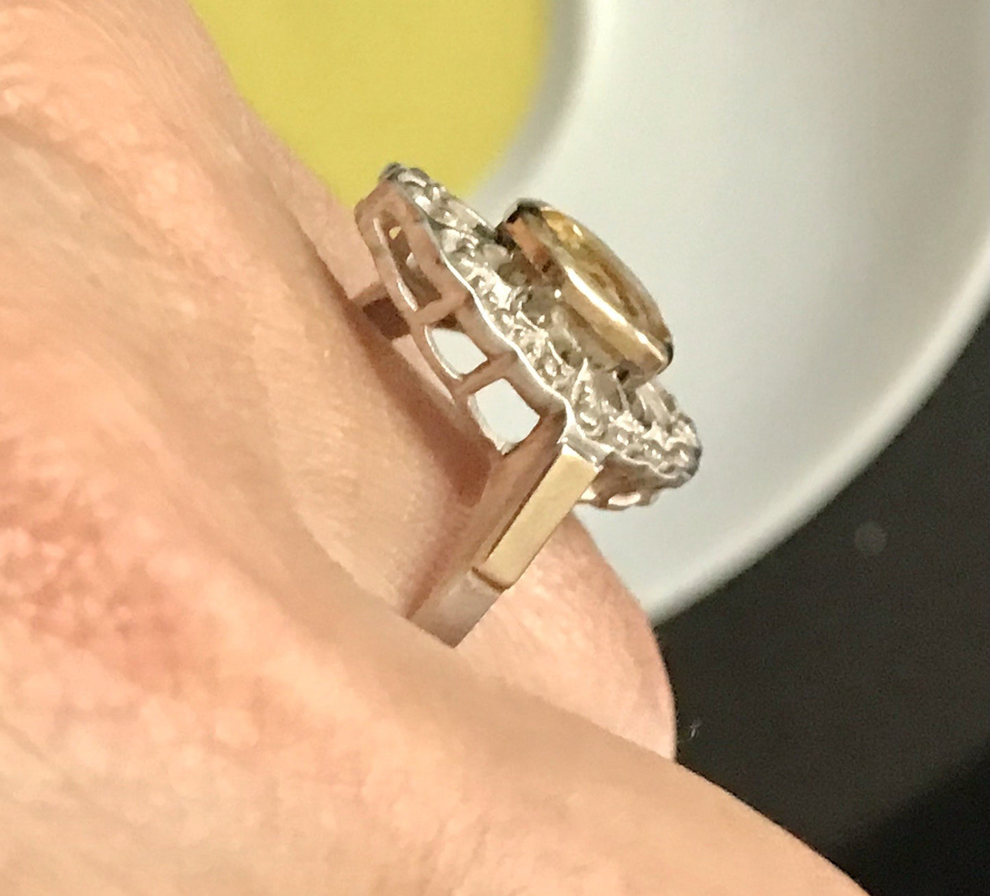 Antik Jugendstil Edel Damen Ring Citrin? Stein Silber 925~ Gr.60/61