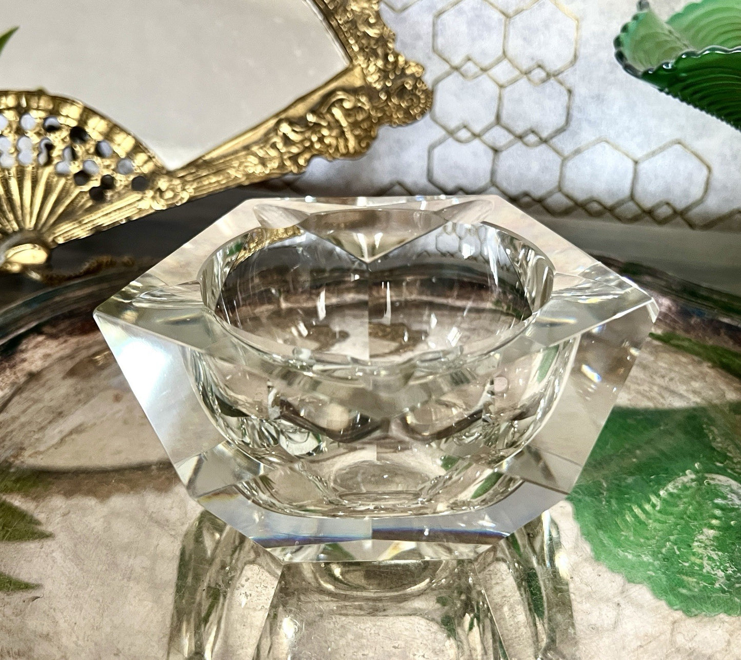 Art Déco Aschenbecher Designer  Ascher farblos Kristallglas EDEL Franz Burkert?