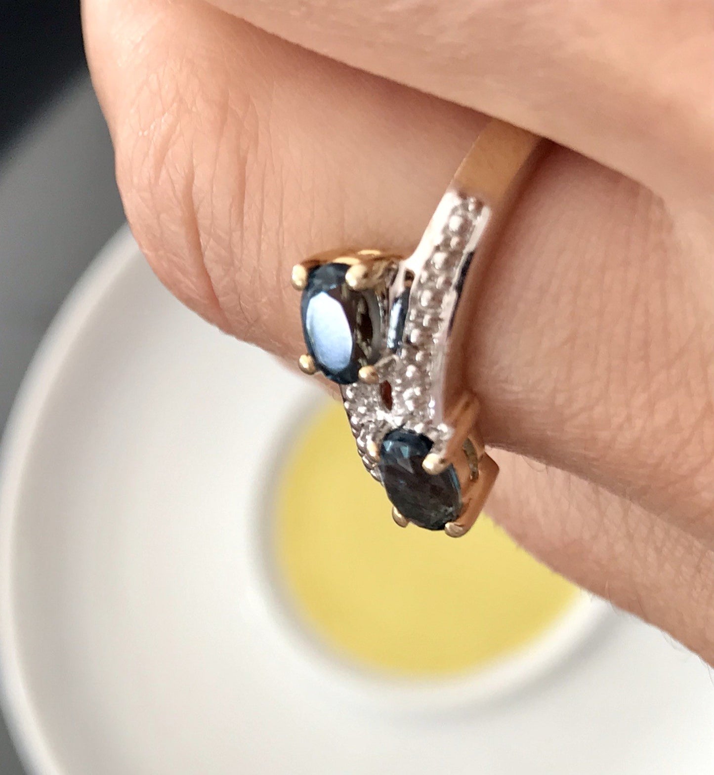 Vintage Ring blaue Steine Saphire?  Silber 925 vergoldet ~Gr.60